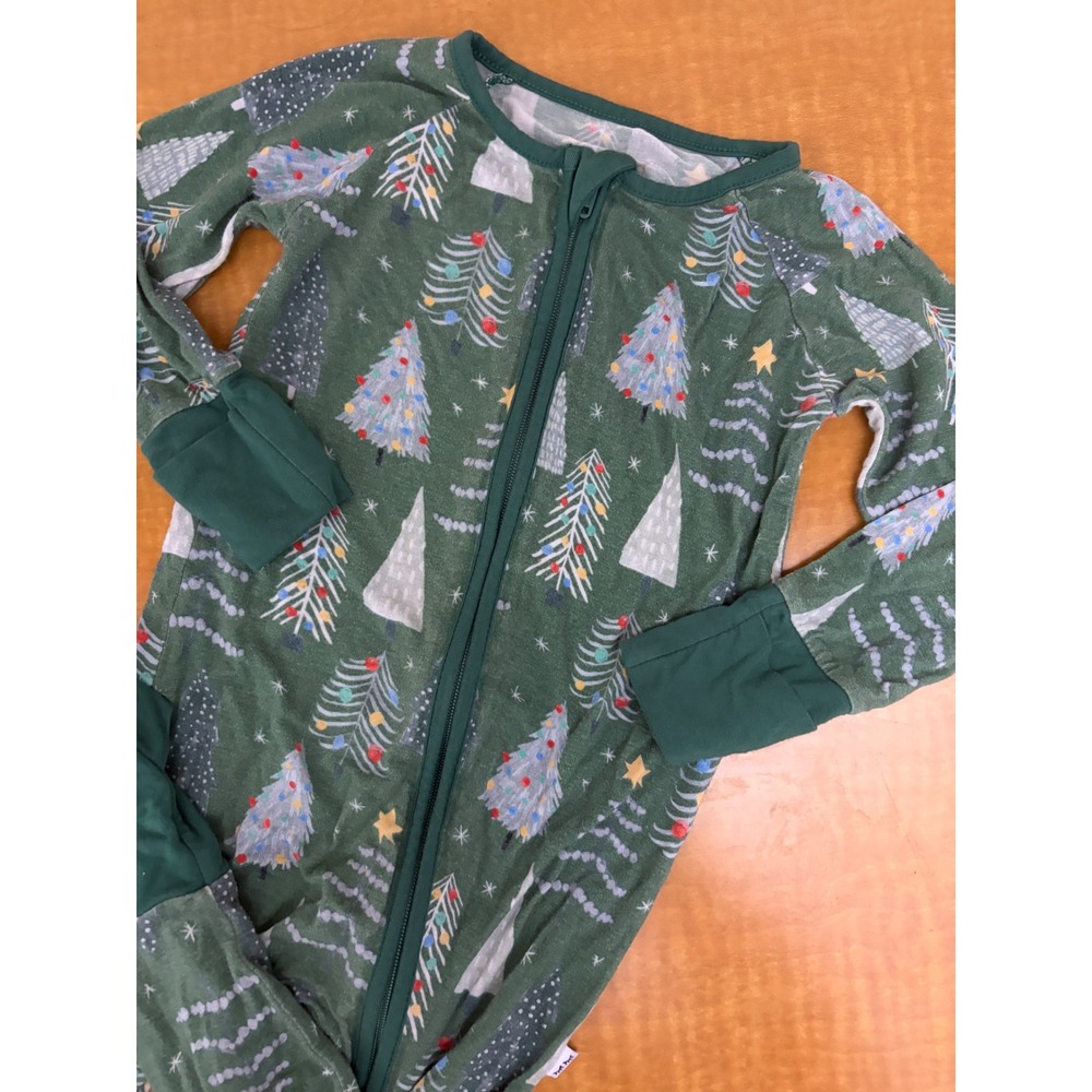 Little Sleepies Christmas Tree Bamboo Zippie Sleeper Green 6-12 Months Holiday